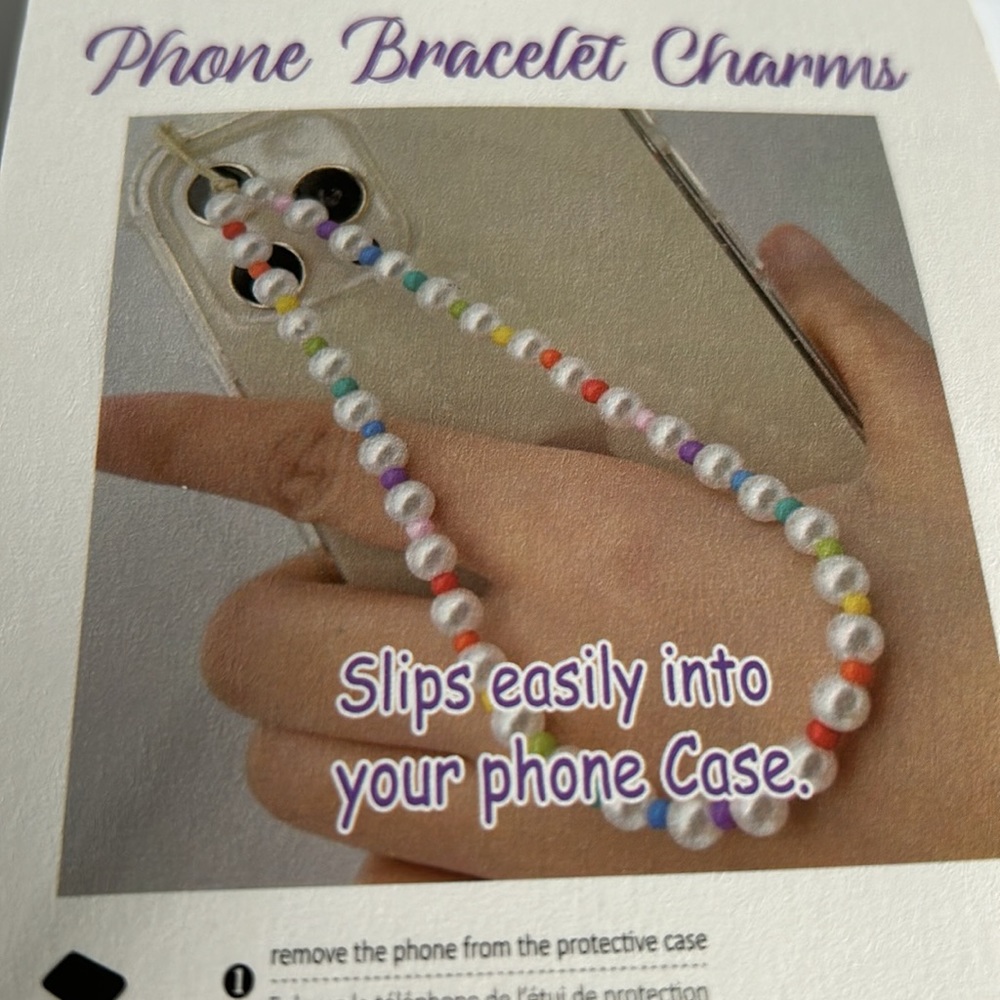 4/$20 Phone Bracelet Charms White Faux Pearl Beads New In Package - Picture 2 of 5